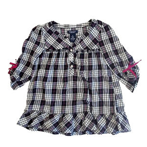 Chaps Girls Black | Pink Plaid Blouse size: 4T